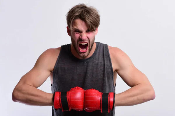 Boxer makes hits and punches as training. Sports and competition — Stock Photo, Image