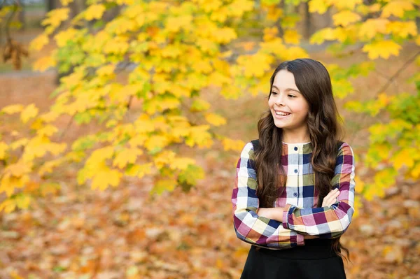 Boldog lány hosszú haj élvezze ősz természet, ősz — Stock Fotó