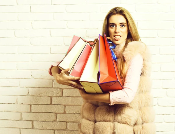 Fashionable sexy girl in fur — Stock Photo, Image