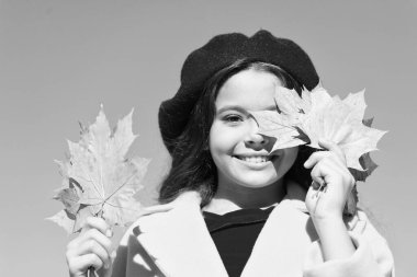 Havada düşüş var. Sonbahar tatili için fikirler. Çocuk akçaağaç yapraklarını tut. Küçük kız dışarıda sonbahar kıyafeti giyiyor. Sonbahar yapılacaklar listesi. Gülümseyen çocuk hatıraları topluyor. Sonbahara elveda. Geçen sonbahar kirişleri