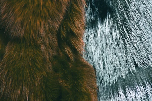 Dyed furry coat in brownish green and grey color, closeup — Stock Photo, Image