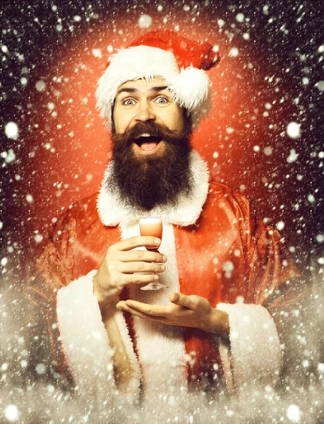 Bello barbuto Babbo Natale uomo — Foto Stock