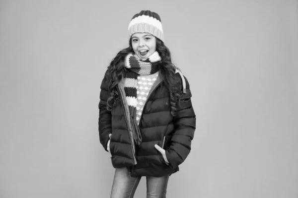 Children clothes shop. Designed for comfort. Fashion girl winter clothes. Fashion trend. Fashion coat. Warming up. Casual winter jacket more stylish have more comfort features. Female fashion — Stock Photo, Image