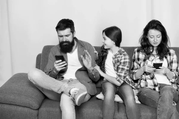 Hooked on Phone. Family Play Mobile Phone Game at Home. Staying Connected  with Cell Phone. Family Communication Stock Photo - Image of beard, baby:  180857330