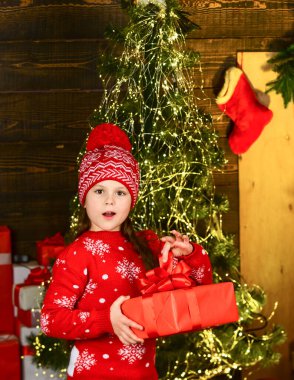 Dekorasyon kiralama servisi. Noel ağacının yanında yeni yılı kutlayın. Kundakçılık kostüm kiralama. Mutlu bir çocukluk. Küçük kız Noel 'i kutluyor. Tatil aksesuarları kiralık. Kış tatili kavramı