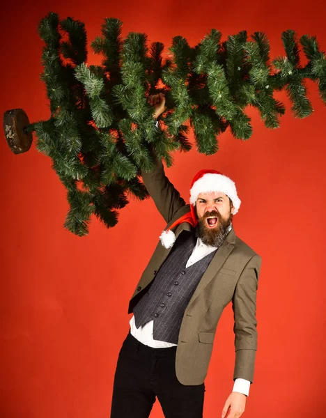 Gerente con barba se prepara para la Navidad. — Foto de Stock