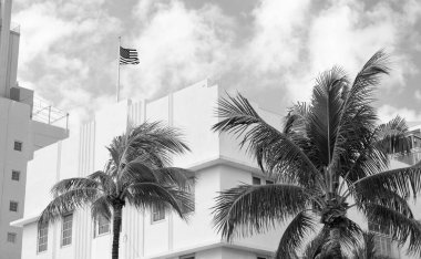 Mimari bölge Art Deco. Miami sahilinin modern binası. Okyanus yolculuğu. Ocean Drive 'daki Miami Plajı. Art Deco mimarisi. Mimari bina. Art deco. Amerika Birleşik Devletleri.