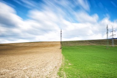 bahar alan elektrik sütunlarla uzun pozlama için maruz