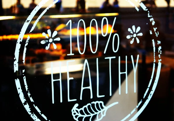 100 healthy restaurant window decal. Sticker on door glass.