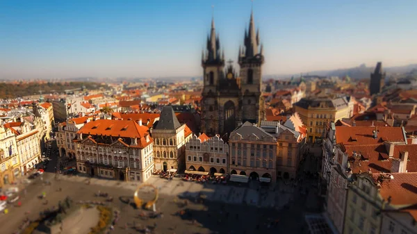 Prag Tyn Dan Önce Tilt Shift Fotoğrafçılık Prag Eski Şehir — Stok fotoğraf