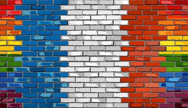 Brick Wall France Gay Flags Illustration Rainbow French Flag Brick — Stock Vector