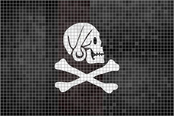 Bandeira Pirata Ilustração Henry Todo Mosaico Pirata Texturizado Fundo Grunge —  Vetores de Stock