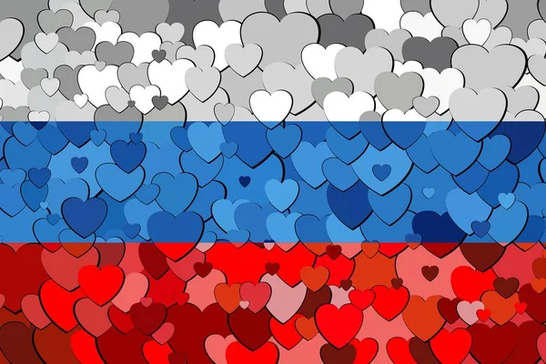 心の背景 イラスト 心の背景を持つロシアの旗のロシア国旗 — ストックベクタ