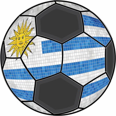 Uruguaylı bayrak, soyut grunge mozaik vektör ile futbol topu arka plan - illüstrasyon, futbol futbol topu ile Uruguay bayrağı