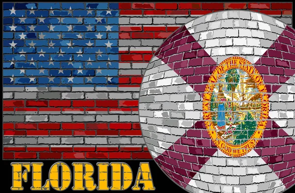 Florida flag on the USA flag background - Illustration, Ball with Florida flag