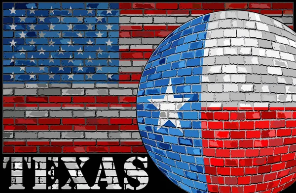 Texas flag on the USA flag background - Illustration, Ball with Texas flag