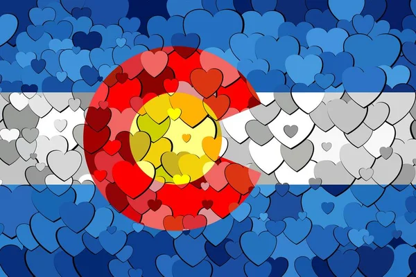 Colorado Gemaakt Van Harten Achtergrond Afbeelding Vlag Van Colorado Met — Stockvector