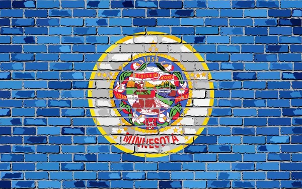 Flaggan Minnesota Tegelvägg Illustration Flaggan För Delstaten Minnesota Tegel Bakgrund — Stock vektor