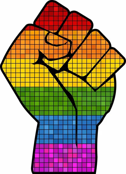 Pugno Protesta Lgbt Mosaico Illustrazione Mosaico Gay Pride Fist Lotta — Vettoriale Stock