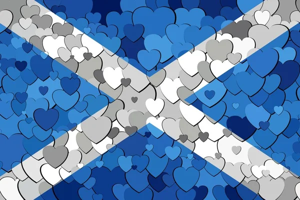 Skotsk Flagga Gjord Hjärtan Bakgrund Illustration Flagga Skottland Med Hjärtan — Stock vektor