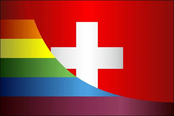 Ελβετία Grunge Και Gay Σημαίες Εικονογράφηση Αφηρημένο Grunge Ελβετία Σημαία — Διανυσματικό Αρχείο