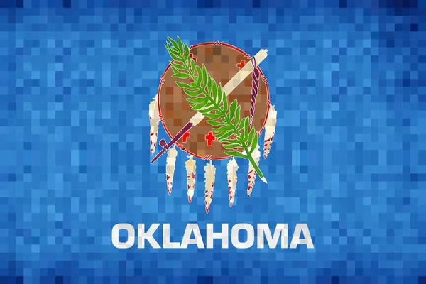 Grunge Mozaik Bayrak Illüstrasyon Oklahoma Devlet Bayrağı Oklahoma Soyut — Stok Vektör