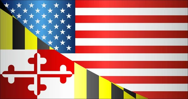 Drapeau Des États Unis État Maryland Illustration Drapeaux Mixtes Des — Image vectorielle