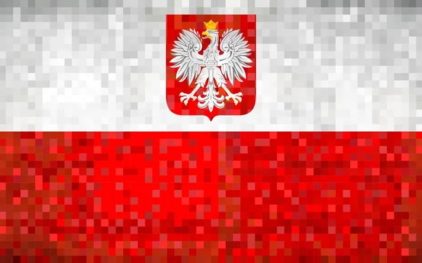 Grunge Mozaika Flaga Polska Ilustracja Flaga Polski Orłem Streszczenie Wektor — Wektor stockowy