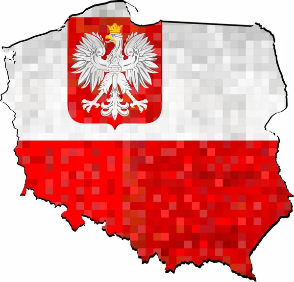 Χάρτης Πολωνίας Grunge Σημαία Μέσα Εικόνα Αφηρημένο Grunge Μωσαϊκό Χάρτη — Διανυσματικό Αρχείο