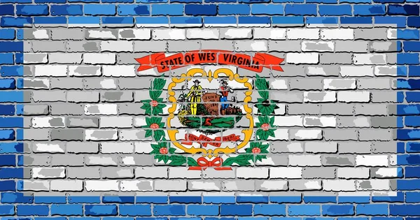 Flag West Virginia Brick Wall Illustration Flag State West Virginia — Stock Vector