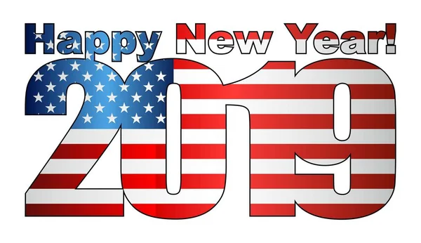 Boldog Évet 2019 Usa Zászló Belül Illusztráció 2019 Boldog Évet — Stock Vector