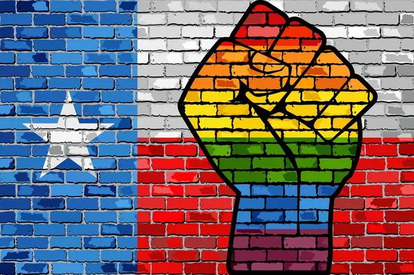 Lgbt Protest Fist Texas Brick Wall Flag Illustration Brick Wall — Stock Vector