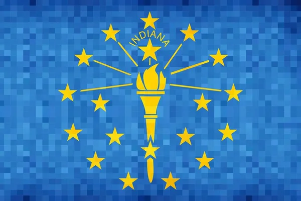 Bandeira Mosaico Grunge Abstrato Indiana Ilustração Bandeira Estado Indiana — Vetor de Stock