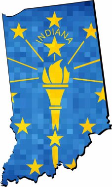 Grunge Indiana Indiana mozaik bayrağı bayrak içinde - illüstrasyon, harita, Indiana vektör, soyut grunge ile göster