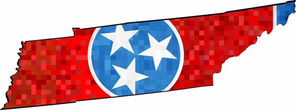 Grunge Tennessee Χάρτη Σημαία Μέσα Εικόνα Διανυσματικό Χάρτη Του Τενεσί — Διανυσματικό Αρχείο