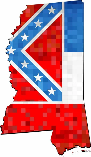 Grunge Mississippi Kaart Met Vlag Illustratie Kaart Van Mississippi Vector — Stockvector