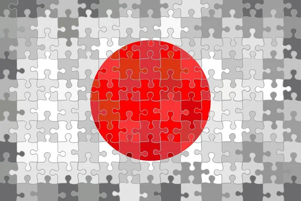 Bandera Japón Hecha Fondo Rompecabezas Ilustración — Archivo Imágenes Vectoriales