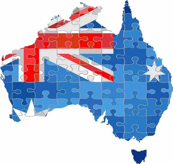 Australia Mapa Hecho Fondo Del Rompecabezas Ilustración — Vector de stock