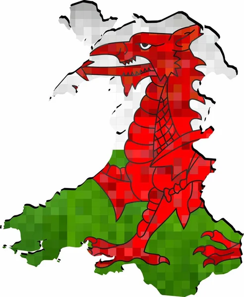 Grunge Wales Mapa Vlajkou Uvnitř Ilustrace — Stockový vektor