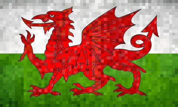 Гранж Мозаика Флаг Уэльса Иллюстрация Абстрактный Вектор Гранж Мозаики — стоковый вектор