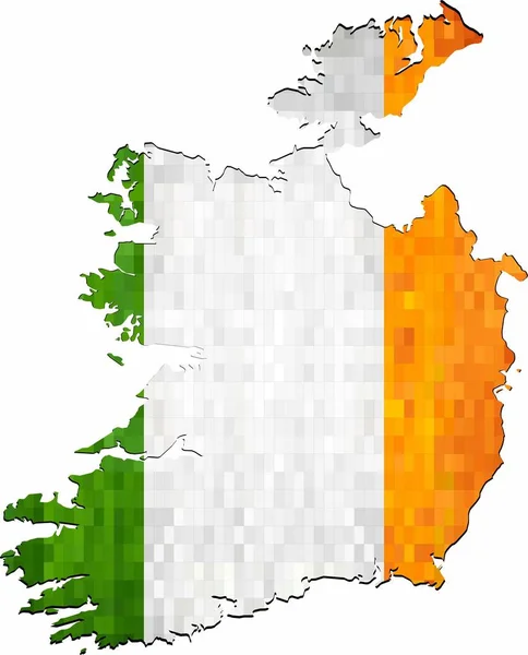 Grunge Ierland Kaart Met Vlag Illustratie — Stockvector