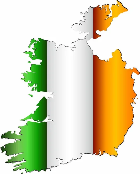 Irlande Carte Avec Drapeau Intérieur Illustration — Image vectorielle