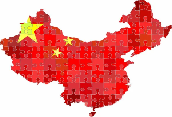 Çin Harita Bulmaca Arka Plan Illüstrasyon Yaptı — Stok Vektör
