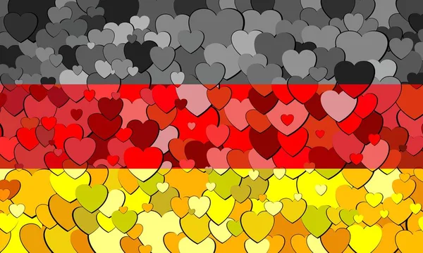 Vlajka Německo Srdce Pozadí Ilustrace — Stockový vektor