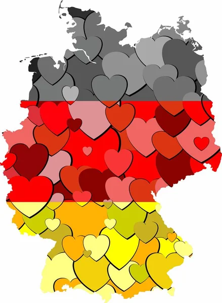 Deutschland Karte Aus Herz Hintergrund Illustration — Stockvektor