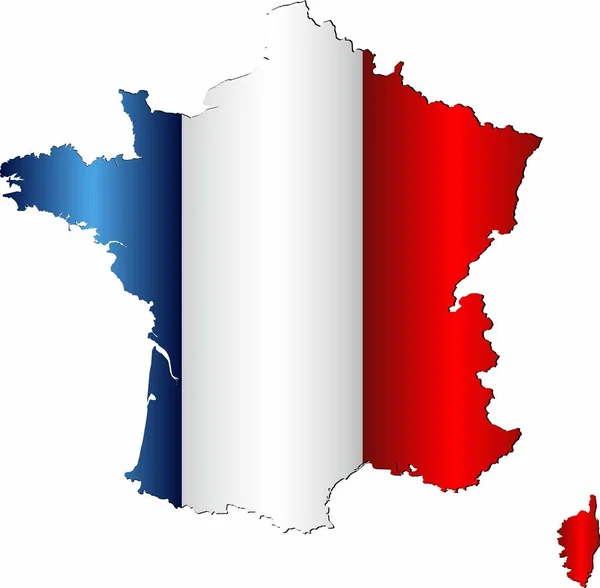França Mapa Com Bandeira Interior Ilustração França Imagem Vetorial —  Vetores de Stock