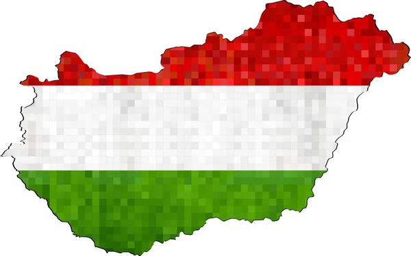 Grunge Hungria Mapa Com Bandeira Para Dentro Ilustração — Vetor de Stock