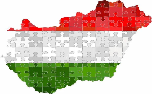 Hungary Map Made Puzzle Background Illustration — Stock Vector