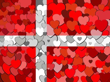 Danimarka bayrağı kalpleri arka plan - illüstrasyon yaptı