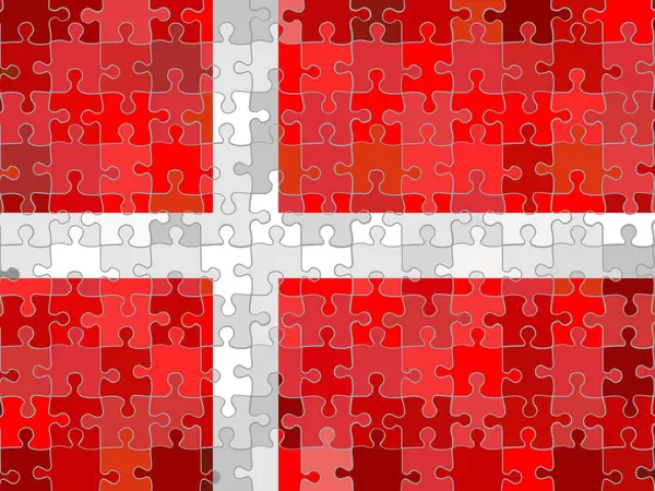 Dänische Flagge Aus Puzzle Hintergrund Illustration — Stockvektor